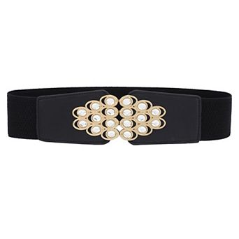 Women's Rhinestone Wide Elastic Belts Thick Stretch Waistband for Dress Shirts
