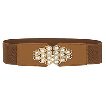 Women's Rhinestone Wide Elastic Belts Thick Stretch Waistband for Dress Shirts