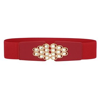 Women's Rhinestone Wide Elastic Belts Thick Stretch Waistband for Dress Shirts