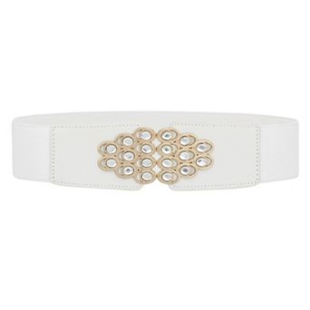 Women's Rhinestone Wide Elastic Belts Thick Stretch Waistband for Dress Shirts