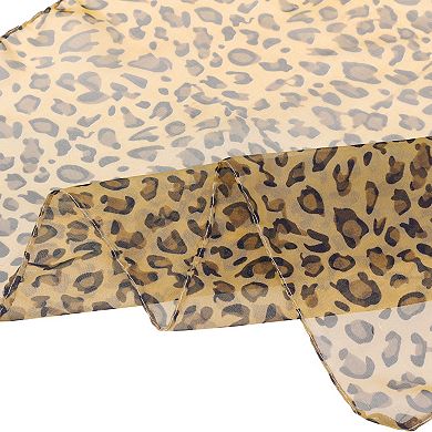 Women's Leopard Printed Chiffon Scarves Long Lightweight Soft Sheer Neck Scarf 25.6x25.6"