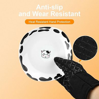Oven Mitt and Pot Holder Set, Heat-Resistant, Cotton Silicone Non-Slip
