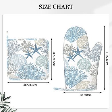 Nautical Style Oven Mitt and Pot Holder Set