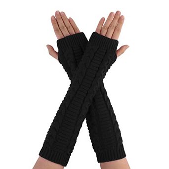 Women's Fingerless Glove Winter Knit Thumb Elbow Length Arm Warmers
