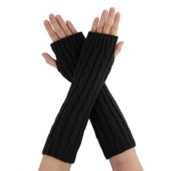 Women's Fingerless Glove Winter Knit Thumb Elbow Length Arm Warmers
