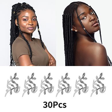 30Pcs Hollow Leaf Hair Cuffs Dreadlock 0.71x0.35 Inch