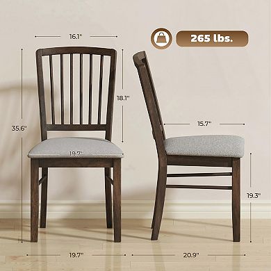 HOMCOM Upholstered Dining Chairs Set of 2 with Solid Wood Legs,