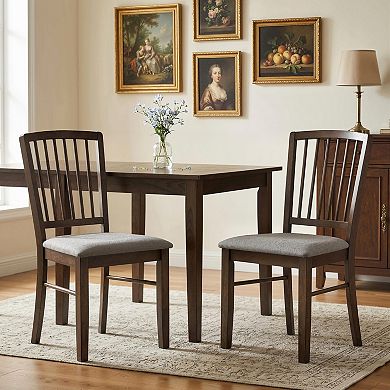 HOMCOM Upholstered Dining Chairs Set of 2 with Solid Wood Legs,