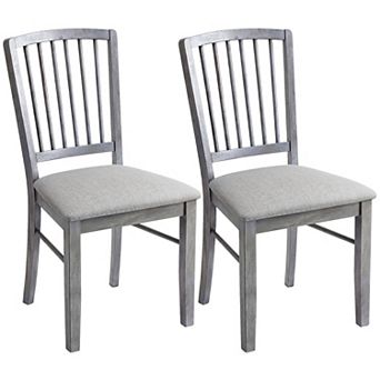 HOMCOM Upholstered Dining Chairs Set of 2 with Solid Wood Legs,