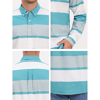 Men's Striped Shirts Long Sleeve Button Down Casual Cotton Shirt