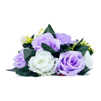 Artificial Rose Flower Centerpiece, Realistic Floral Arrangement Swag Small Faux Rose 9.5"L x 4.7"H