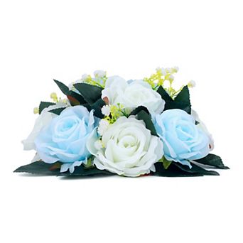 Artificial Rose Flower Centerpiece, Realistic Floral Arrangement Swag Small Faux Rose 9.5"L x 4.7"H