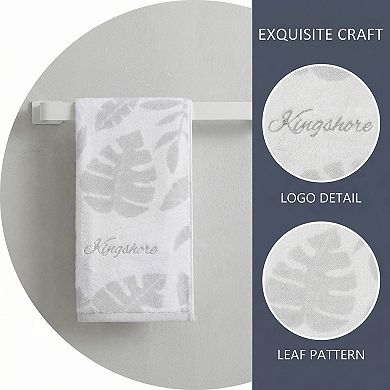 Cotton Hand Towel 28 x 13 Inches, Leaf Jacquard Soft Absorbent Bathroom Hand Towel