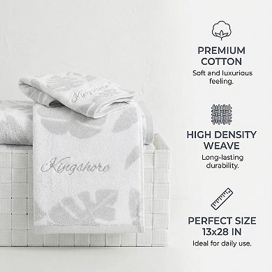 Cotton Hand Towel 28 x 13 Inches, Leaf Jacquard Soft Absorbent Bathroom Hand Towel