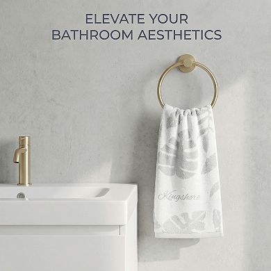 Cotton Hand Towel 28 x 13 Inches, Leaf Jacquard Soft Absorbent Bathroom Hand Towel