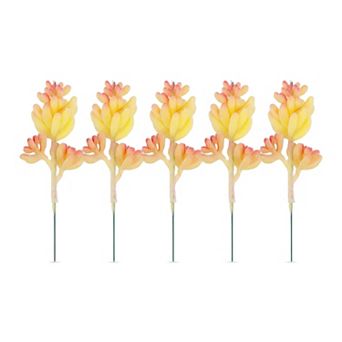 5 pc Realistic Flocked Artificial Succulents 3.5" Large Faux Echeveria Picks Frosted Unpotted Plant
