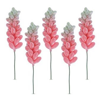5 pc Realistic Flocked Artificial Succulents 3.5" Large Faux Echeveria Picks Frosted Unpotted Plant