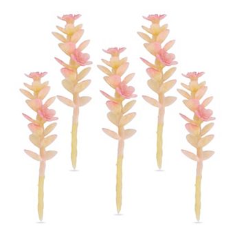 5 pc Realistic Flocked Artificial Succulents 3.5" Large Faux Echeveria Picks Frosted Unpotted Plant