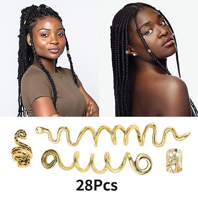 28Pcs Hollow Snake-shaped Hair Cuffs Dreadlock