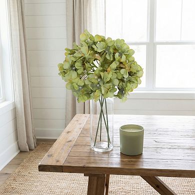 Artificial Hydrangea Flowers with Long Stems, Silk Hydrangea Bouquet with Detachable Heads 17.3"H