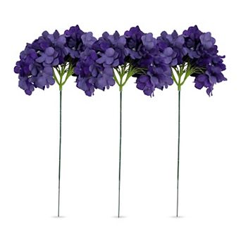 Artificial Hydrangea Flowers with Long Stems, Silk Hydrangea Bouquet with Detachable Heads 17.3"H
