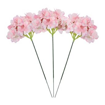 Artificial Hydrangea Flowers with Long Stems, Silk Hydrangea Bouquet with Detachable Heads 17.3"H