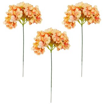 Artificial Hydrangea Flowers with Long Stems, Silk Hydrangea Bouquet with Detachable Heads 17.3"H