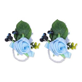 Wedding Wrist Corsages, Silk Rose Flower Bracelets, Artificial Rose Wristlets for Bridesmaids 3.9"