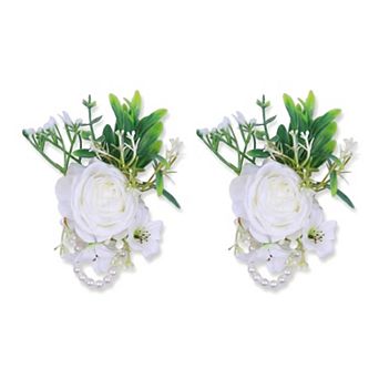 Wedding Wrist Corsages, Silk Rose Flower Bracelets, Artificial Rose Wristlets for Bridesmaids 3.9"