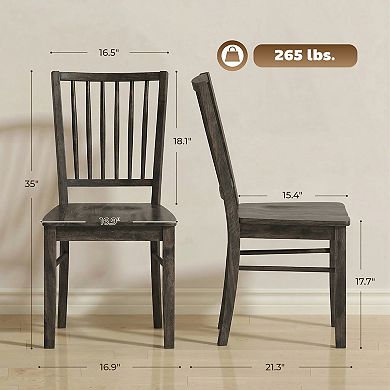 HOMCOM Set of 2 Farmhouse Dining Chairs with Solid Wood Legs,