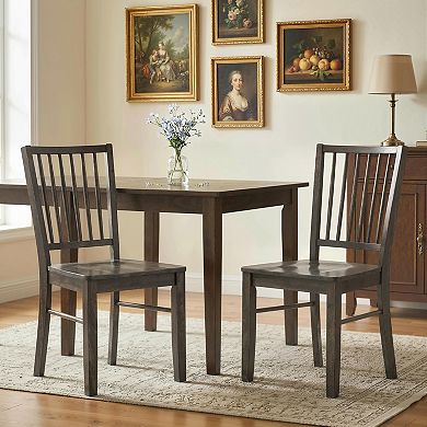 HOMCOM Set of 2 Farmhouse Dining Chairs with Solid Wood Legs,