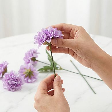 Artificial Chrysanthemum Flowers, Silk Mums Bouquets with Detachable Heads, Faux Pompon Stems 7.1"H