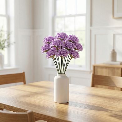 Artificial Chrysanthemum Flowers, Silk Mums Bouquets with Detachable Heads, Faux Pompon Stems 7.1"H