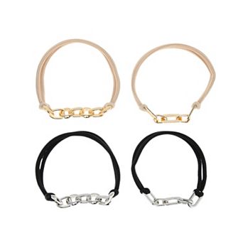 Fashion Bracelet Hair Ties Hair Elastic Band 4 pc Gold Silver