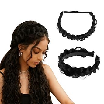 Headband, Synthetic Braided Hairpiece, Elastic Hair Band 1Set