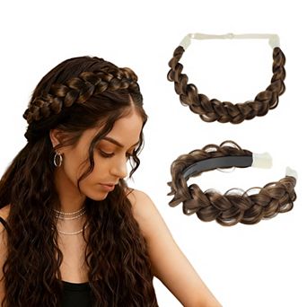 Headband, Synthetic Braided Hairpiece, Elastic Hair Band 1Set