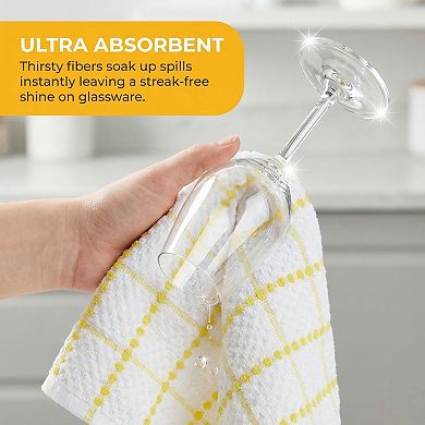 Classic Plaid Kitchen Towels 2 Pack, Absorbent Quick Dry Tea Towels, Lint-Free Checkered Rag 15"x25"