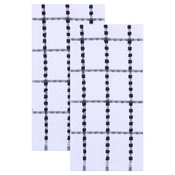 Classic Plaid Kitchen Towels 2 Pack, Absorbent Quick Dry Tea Towels, Lint-Free Checkered Rag 15"x25"