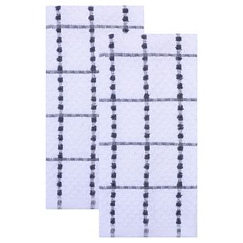 Classic Plaid Kitchen Towels 2 Pack, Absorbent Quick Dry Tea Towels, Lint-Free Checkered Rag 15"x25"