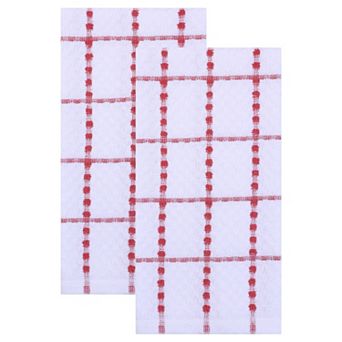 Classic Plaid Kitchen Towels 2 Pack, Absorbent Quick Dry Tea Towels, Lint-Free Checkered Rag 15"x25"