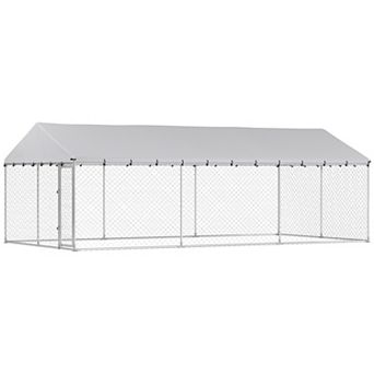 PawHut 20ft x 10ft x 7ft Outdoor Dog Kennel with Roof, 2 Secure Latches