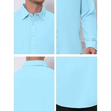 Men's Formal Shirts Plaid Collar Long Sleeve Button Down Dress Shirt