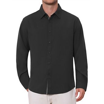 Men's Formal Shirts Plaid Collar Long Sleeve Button Down Dress Shirt