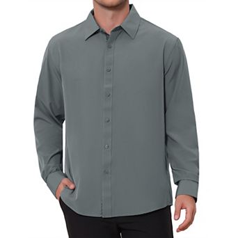 Men's Formal Shirts Plaid Collar Long Sleeve Button Down Dress Shirt