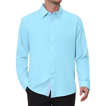 Men's Formal Shirts Plaid Collar Long Sleeve Button Down Dress Shirt