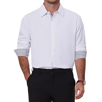 Men's Formal Shirts Plaid Collar Long Sleeve Button Down Dress Shirt