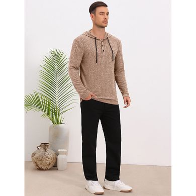 Men's Textured Hooded Sweatshirt Long Sleeve Pullover Casual Sweater Hoodies