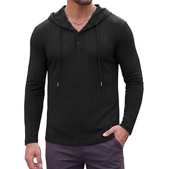 Men's Textured Hooded Sweatshirt Long Sleeve Pullover Casual Sweater Hoodies
