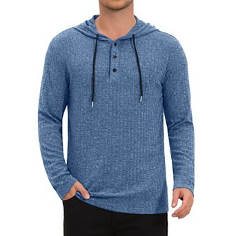 Men's Textured Hooded Sweatshirt Long Sleeve Pullover Casual Sweater Hoodies
