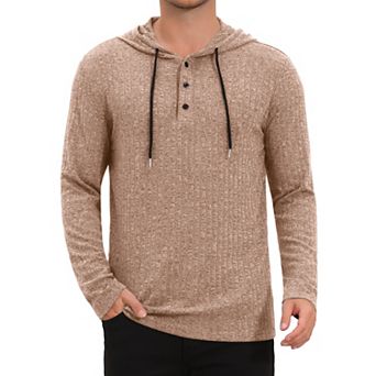 Men's Textured Hooded Sweatshirt Long Sleeve Pullover Casual Sweater Hoodies